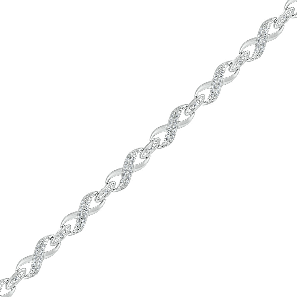 925 Sterling Silver  0.50 CTW Natural Diamond Bracelet