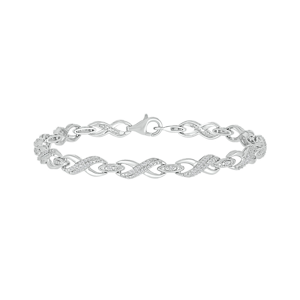 925 Sterling Silver  0.50 CTW Natural Diamond Bracelet