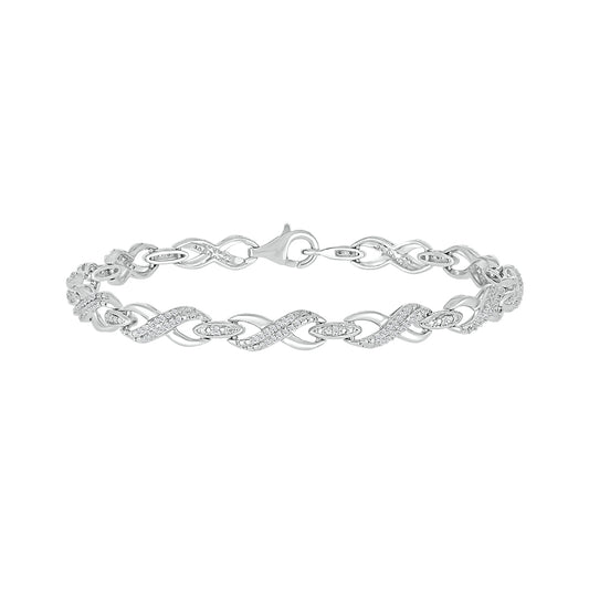 925 Sterling Silver  0.50 CTW Natural Diamond Bracelet