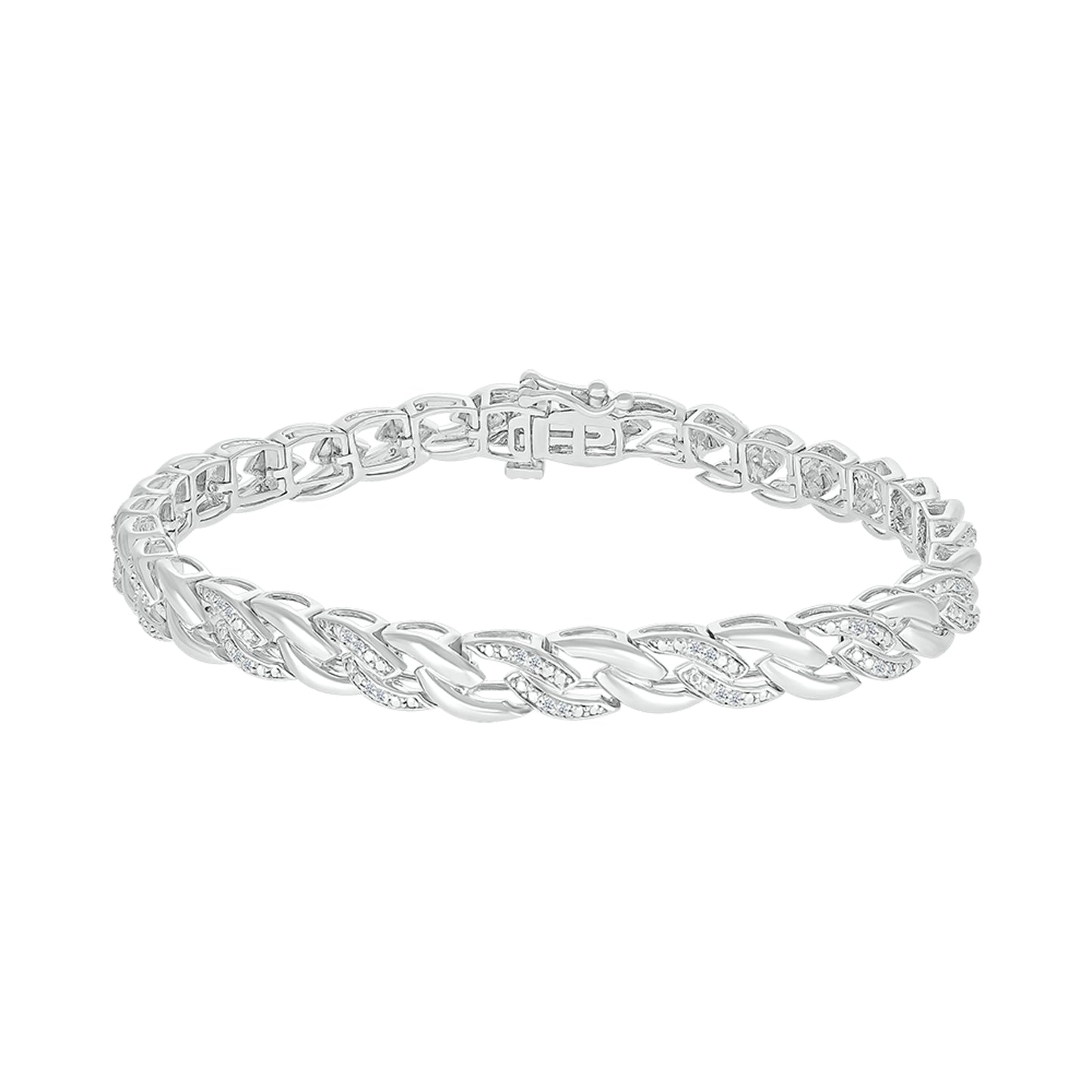 925 Sterling Silver 0.25 CTW Diamond Bracelet 7.5 inch