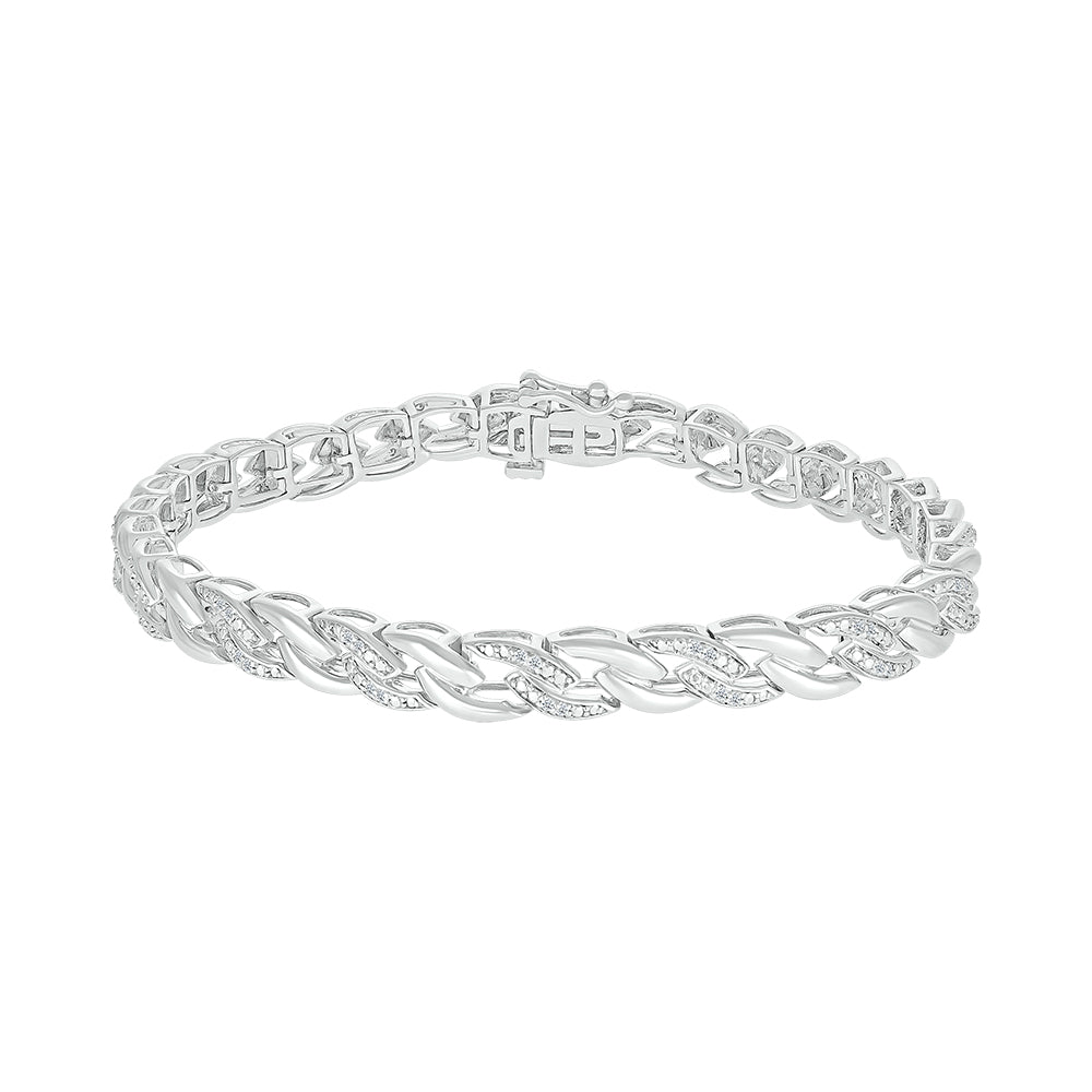 925 Sterling Silver  0.25 CTW Natural Diamond Bracelet