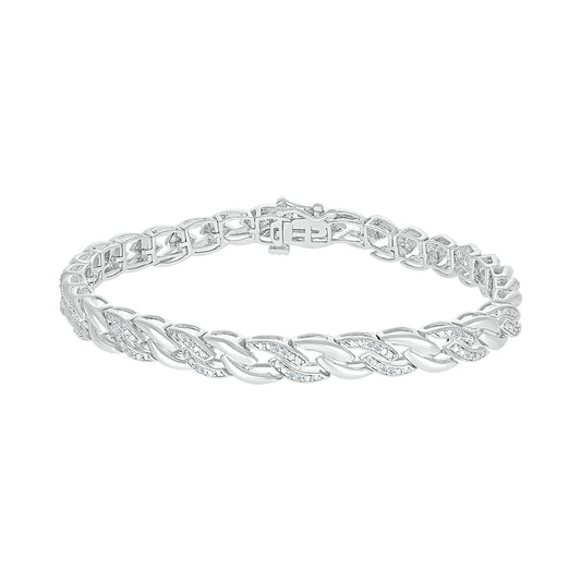 925 Sterling Silver  0.25 CTW Natural Diamond Bracelet