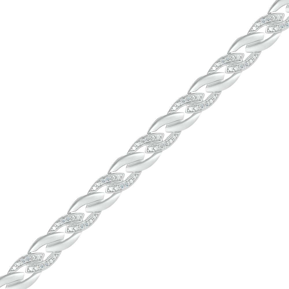 925 Sterling Silver  0.25 CTW Natural Diamond Bracelet