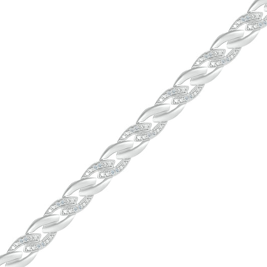 925 Sterling Silver  0.25 CTW Natural Diamond Bracelet