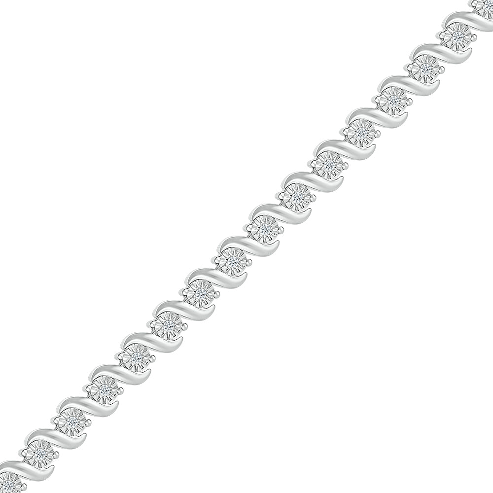 925 Sterling Silver  0.25 CTW Natural Diamond Bracelet