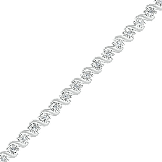 925 Sterling Silver  0.25 CTW Natural Diamond Bracelet