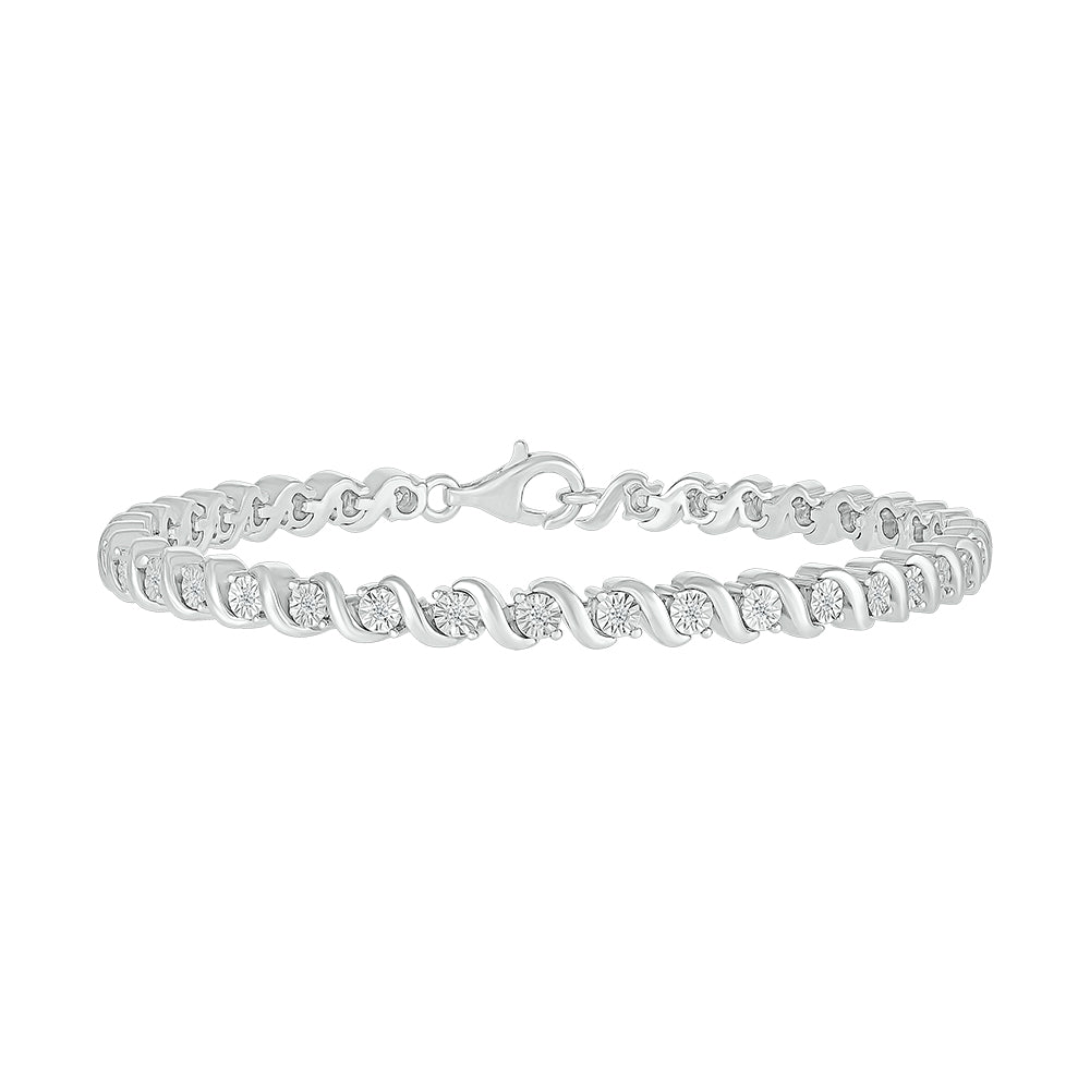 925 Sterling Silver  0.25 CTW Natural Diamond Bracelet