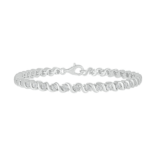925 Sterling Silver  0.25 CTW Natural Diamond Bracelet