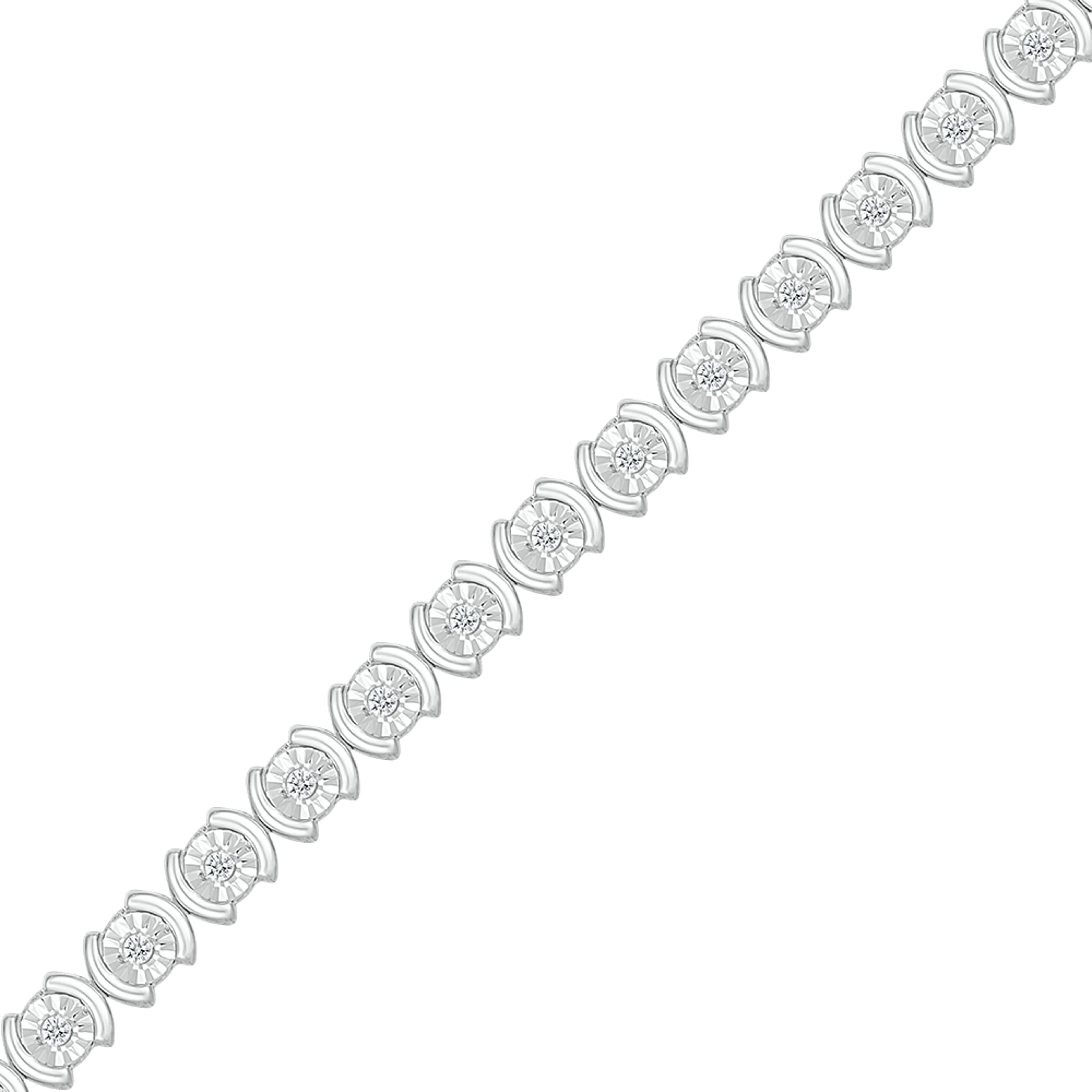 925 Sterling Silver 0.25 CTW Diamond Bracelet 7.25 Inch