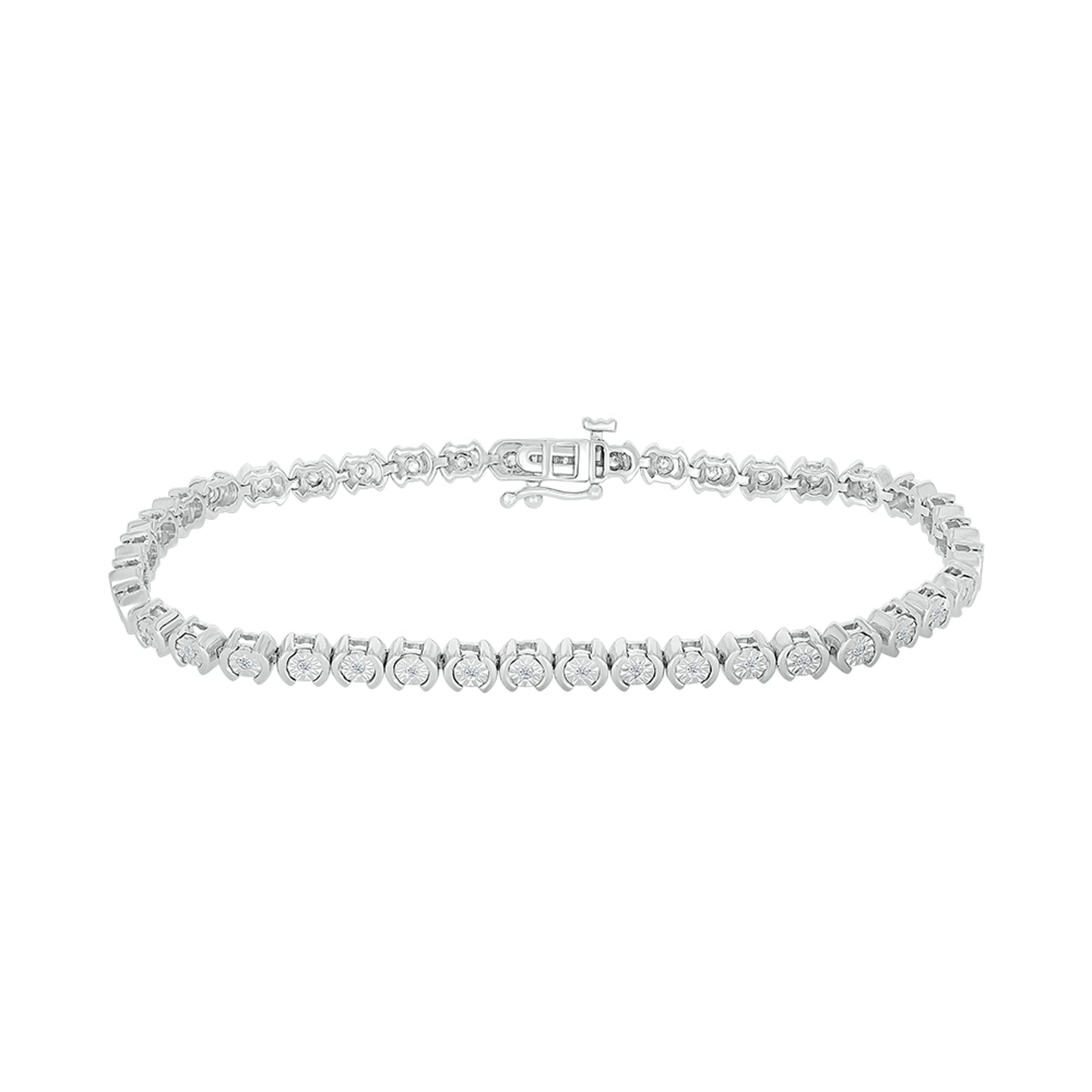 925 Sterling Silver 0.25 CTW Diamond Bracelet 7.25 Inch