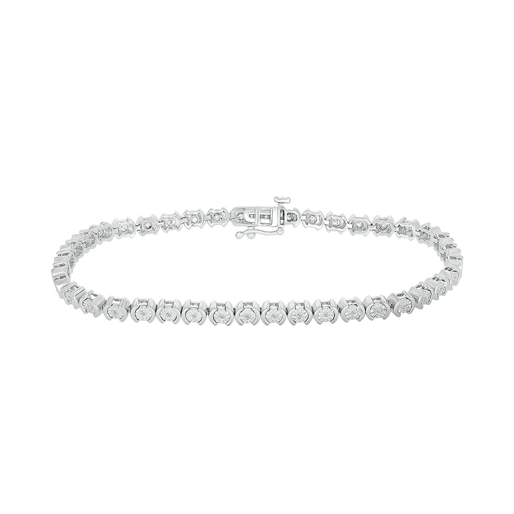 925 Sterling Silver  0.25 CTW Natural Diamond Bracelet