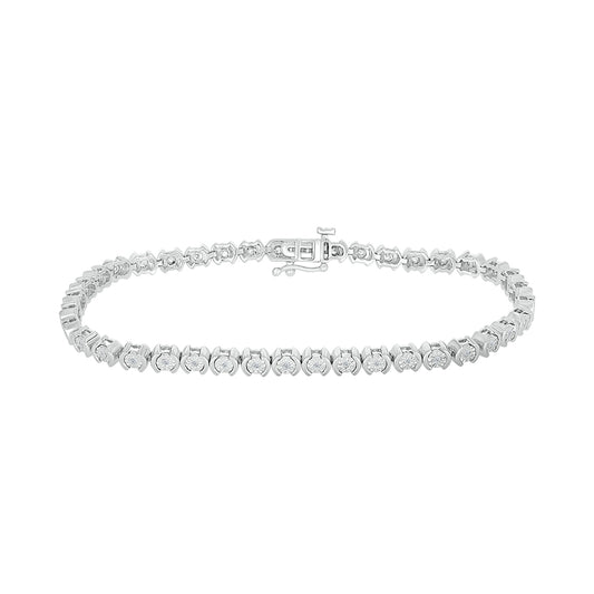 925 Sterling Silver  0.25 CTW Natural Diamond Bracelet