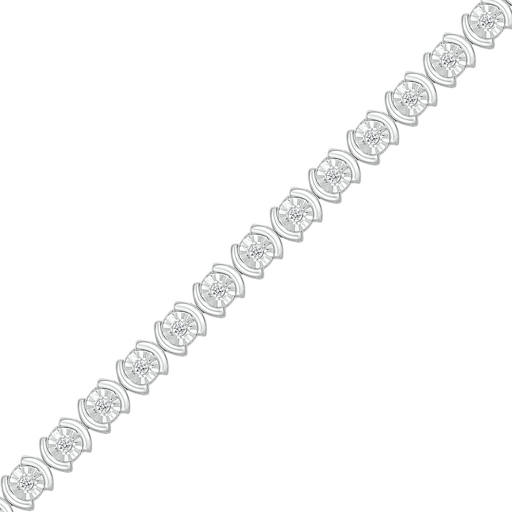 925 Sterling Silver  0.25 CTW Natural Diamond Bracelet