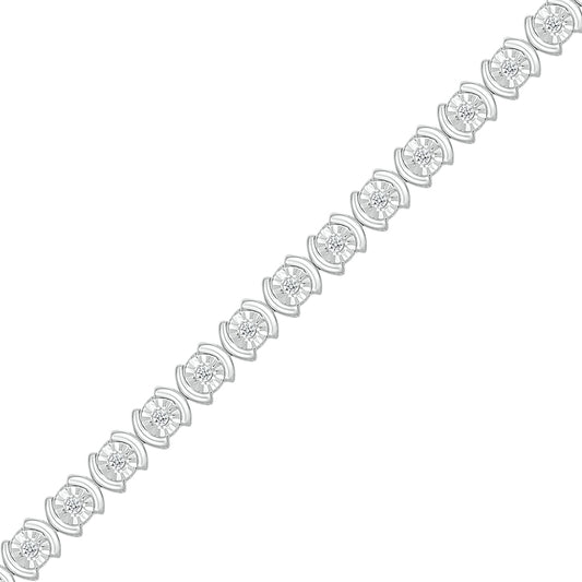 925 Sterling Silver  0.25 CTW Natural Diamond Bracelet