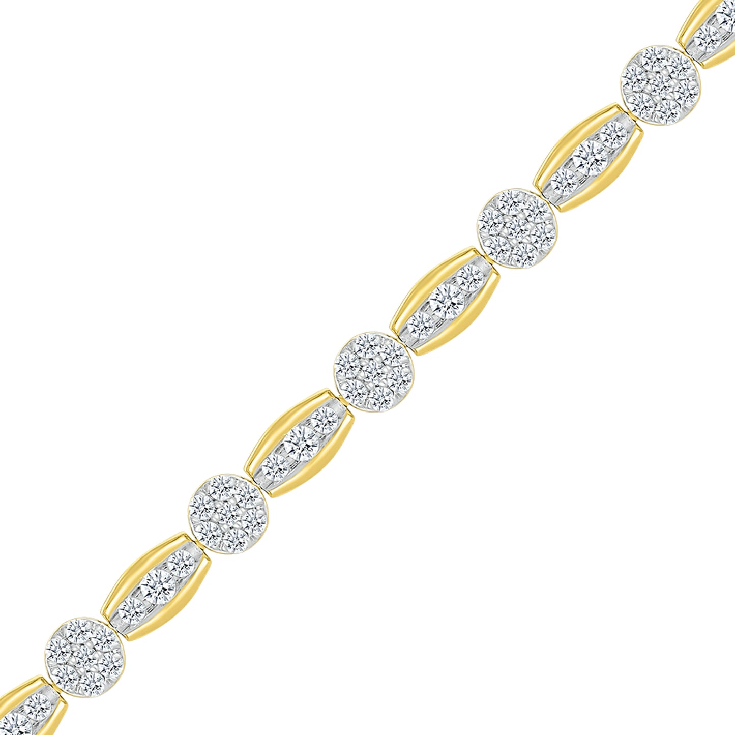 14K Yellow Gold 2 CTW Diamond Bracelet 7.25 Inch