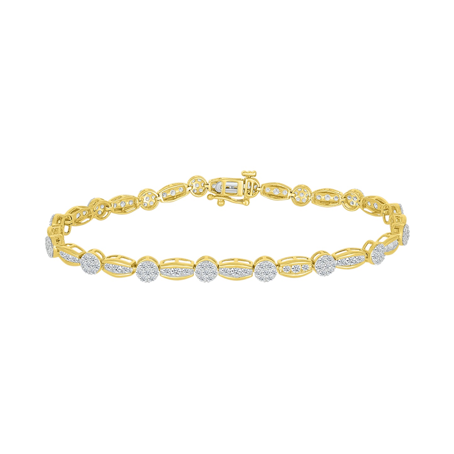 14K Yellow Gold 2 CTW Diamond Bracelet 7.25 Inch