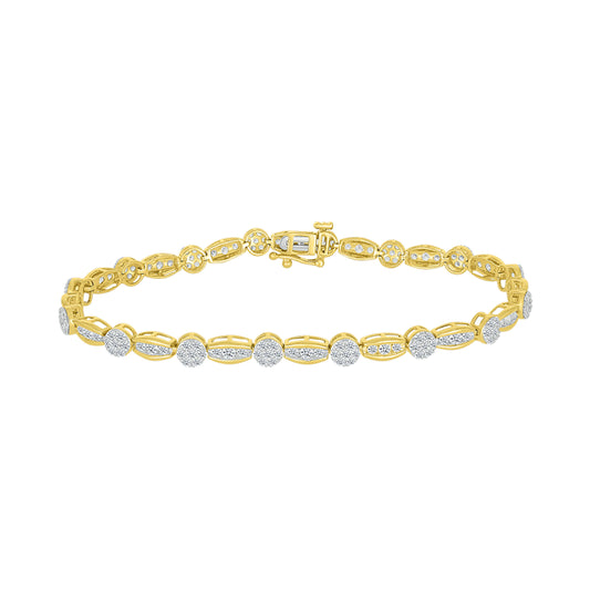 14K Yellow Gold 2 CTW Diamond Bracelet 7.25 Inch