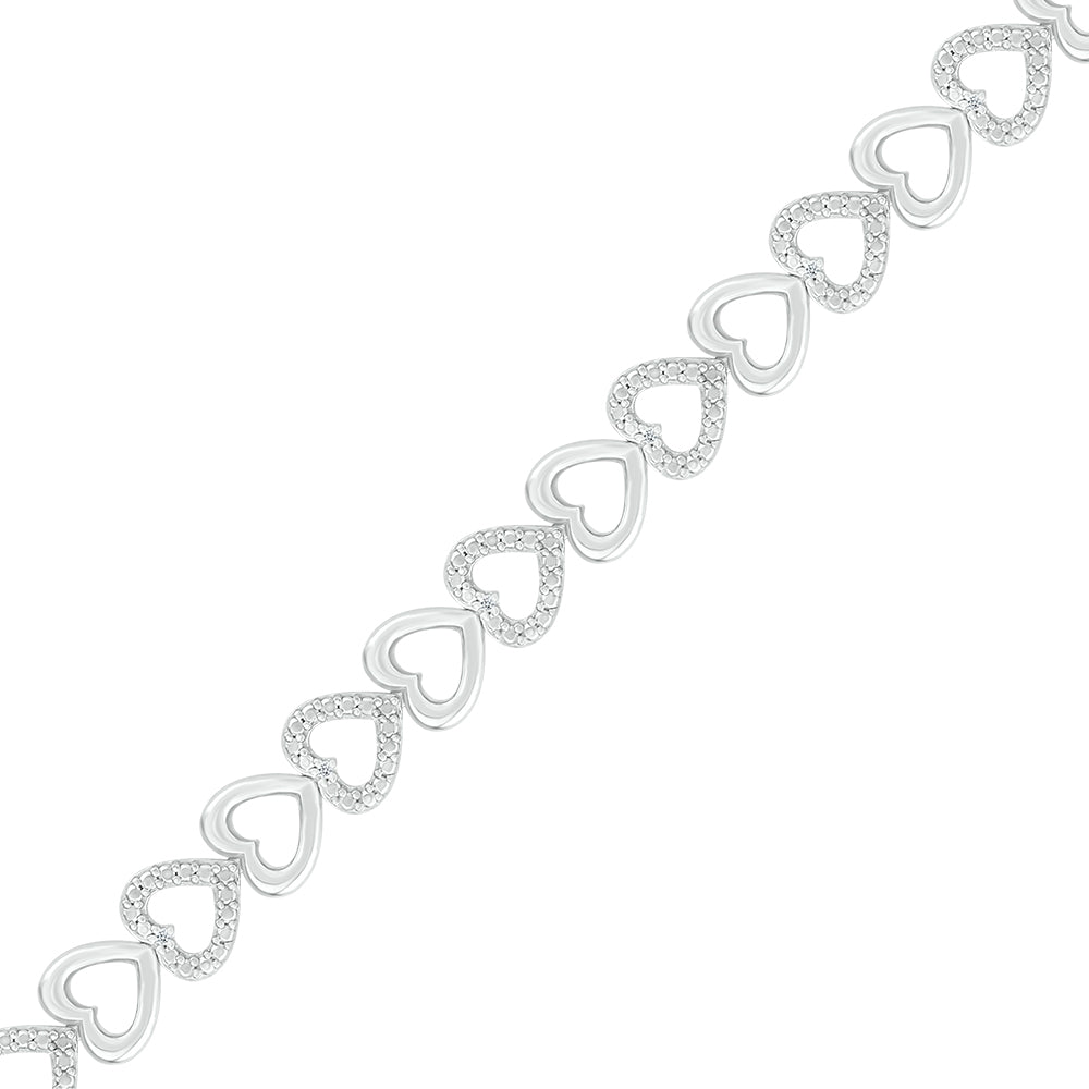 925 Sterling Silver  0.05 CTW Natural Diamond Bracelet