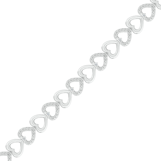 925 Sterling Silver  0.05 CTW Natural Diamond Bracelet