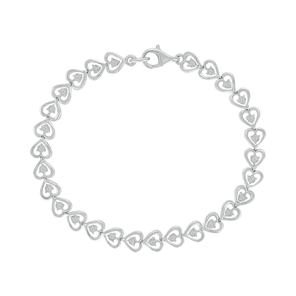 925 Sterling Silver  0.10 CTW Natural Diamond Bracelet