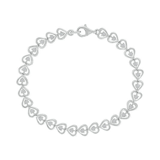 925 Sterling Silver  0.10 CTW Natural Diamond Bracelet