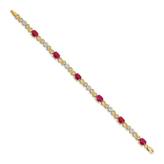 14kt Yellow Gold Diamond and Ruby Infinity Bracelet