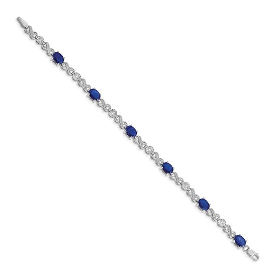 14kt White Gold Diamond and Sapphire Infinity Bracelet
