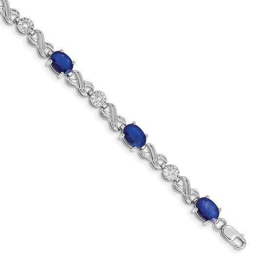 14kt White Gold Diamond and Sapphire Infinity Bracelet