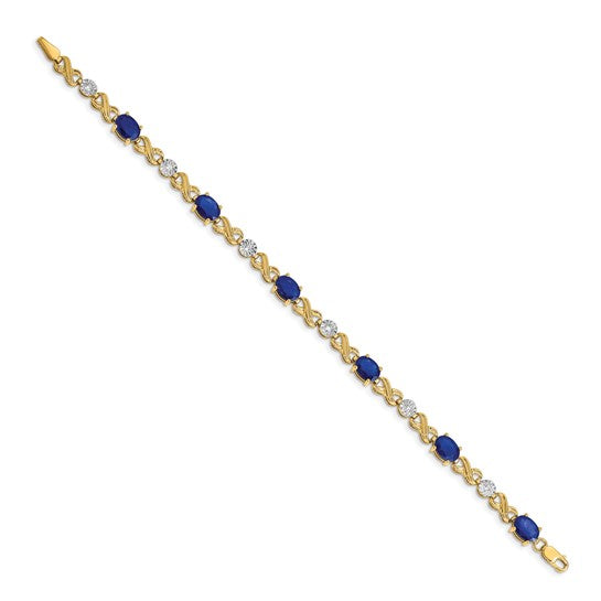 14kt Yellow Gold Diamond and Sapphire Infinity Bracelet