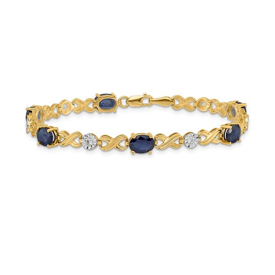 14kt Yellow Gold Diamond and Sapphire Infinity Bracelet