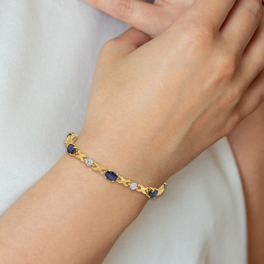 14kt Yellow Gold Diamond and Sapphire Infinity Bracelet