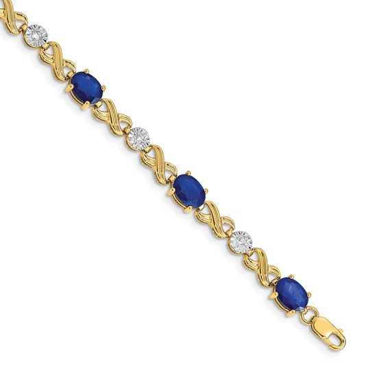 14kt Yellow Gold Diamond and Sapphire Infinity Bracelet