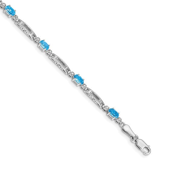 14kt White Gold Diamond and Blue Topaz Bracelet