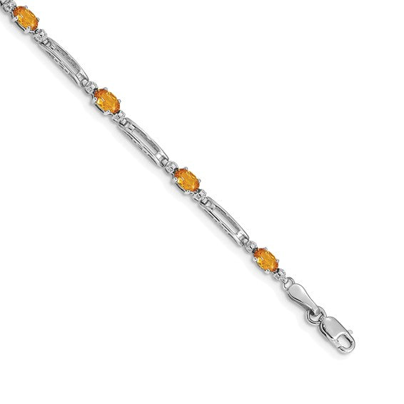14kt White Gold Diamond and Citrine Bracelet