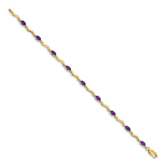 14kt Yellow Gold Diamond and Amethyst Bracelet