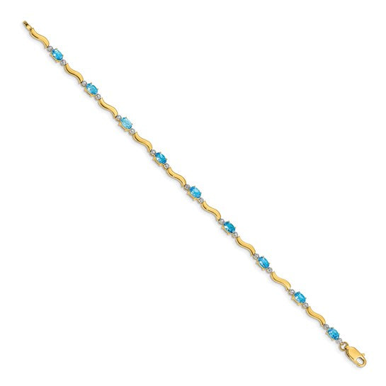 14kt Yellow Gold Fancy Diamond and Blue Topaz Bracelet