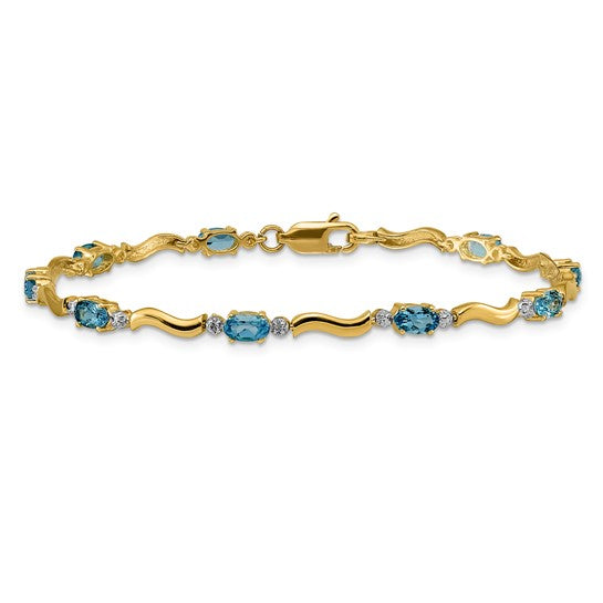14kt Yellow Gold Fancy Diamond and Blue Topaz Bracelet