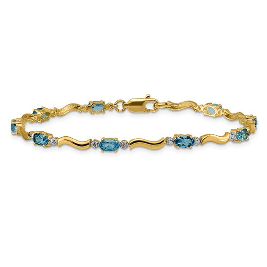 14kt Yellow Gold Fancy Diamond and Blue Topaz Bracelet