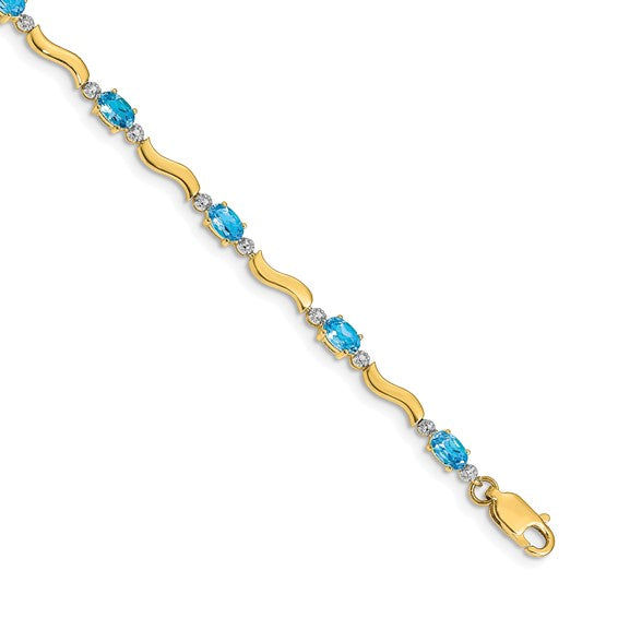14kt Yellow Gold Fancy Diamond and Blue Topaz Bracelet