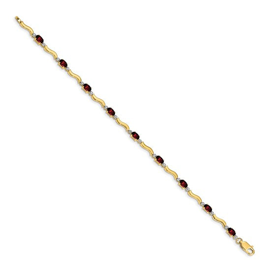 14kt Yellow Gold Fancy Diamond and Garnet Bracelet