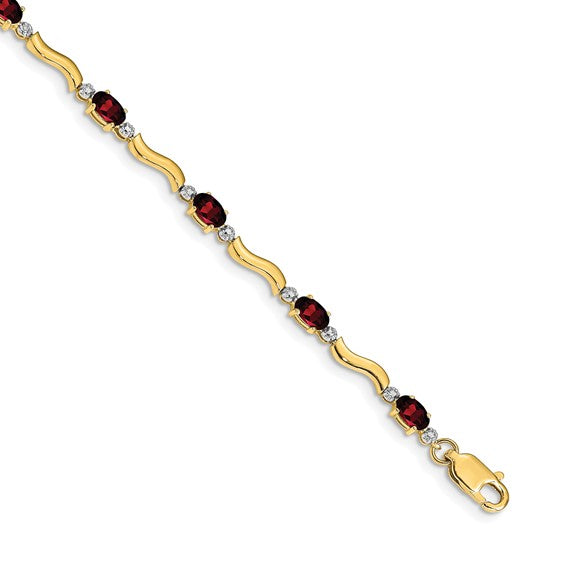 14kt Yellow Gold Fancy Diamond and Garnet Bracelet