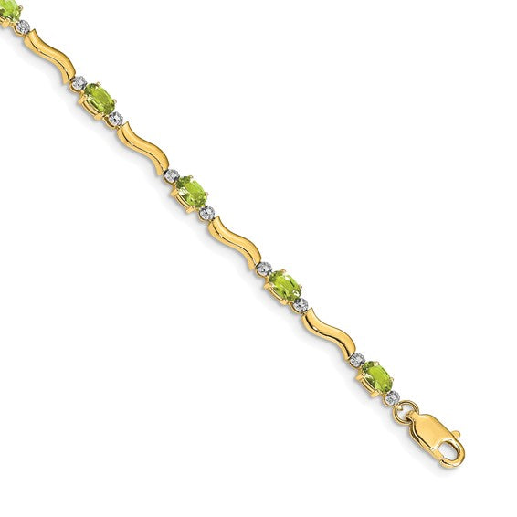 14kt Yellow Gold Fancy Diamond and Peridot Bracelet