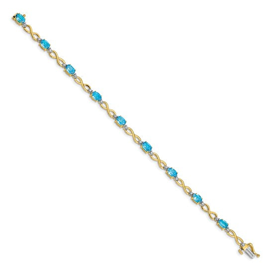 14kt Yellow Gold Blue Topaz and Diamond Infinity Bracelet