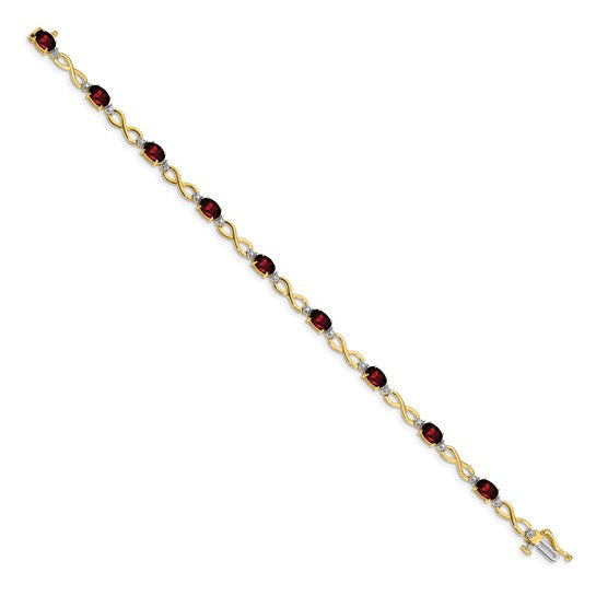 14kt Yellow Gold Garnet and Diamond Infinity Bracelet