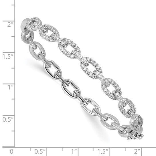 14KT White Gold 2 1/6 carat Lab Grown Diamond VS+ F+ 7 in Complete Link Bracelet