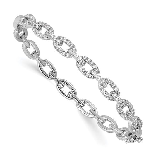 14KT White Gold 2 1/6 carat Lab Grown Diamond VS+ F+ 7 in Complete Link Bracelet