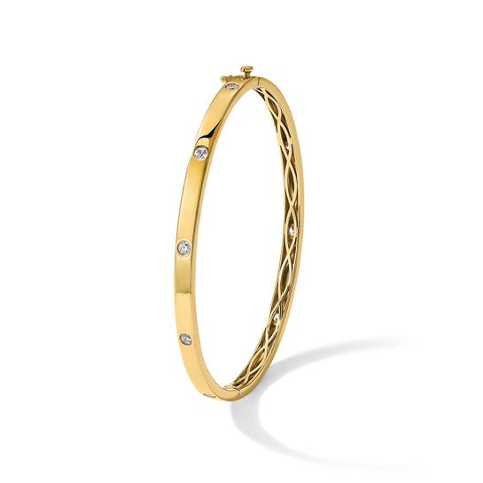 True Origin 14K Yellow Gold 3/4 carat Lab Grown Diamond VS+ F+ 6.75 in Complete Bangle