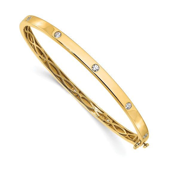 True Origin 14K Yellow Gold 3/4 carat Lab Grown Diamond VS+ F+ 6.75 in Complete Bangle
