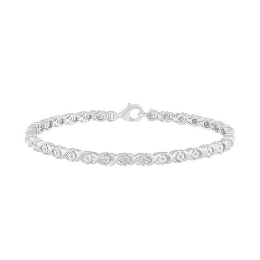 925 Sterling Silver  0.10 CTW Natural Diamond Bracelet