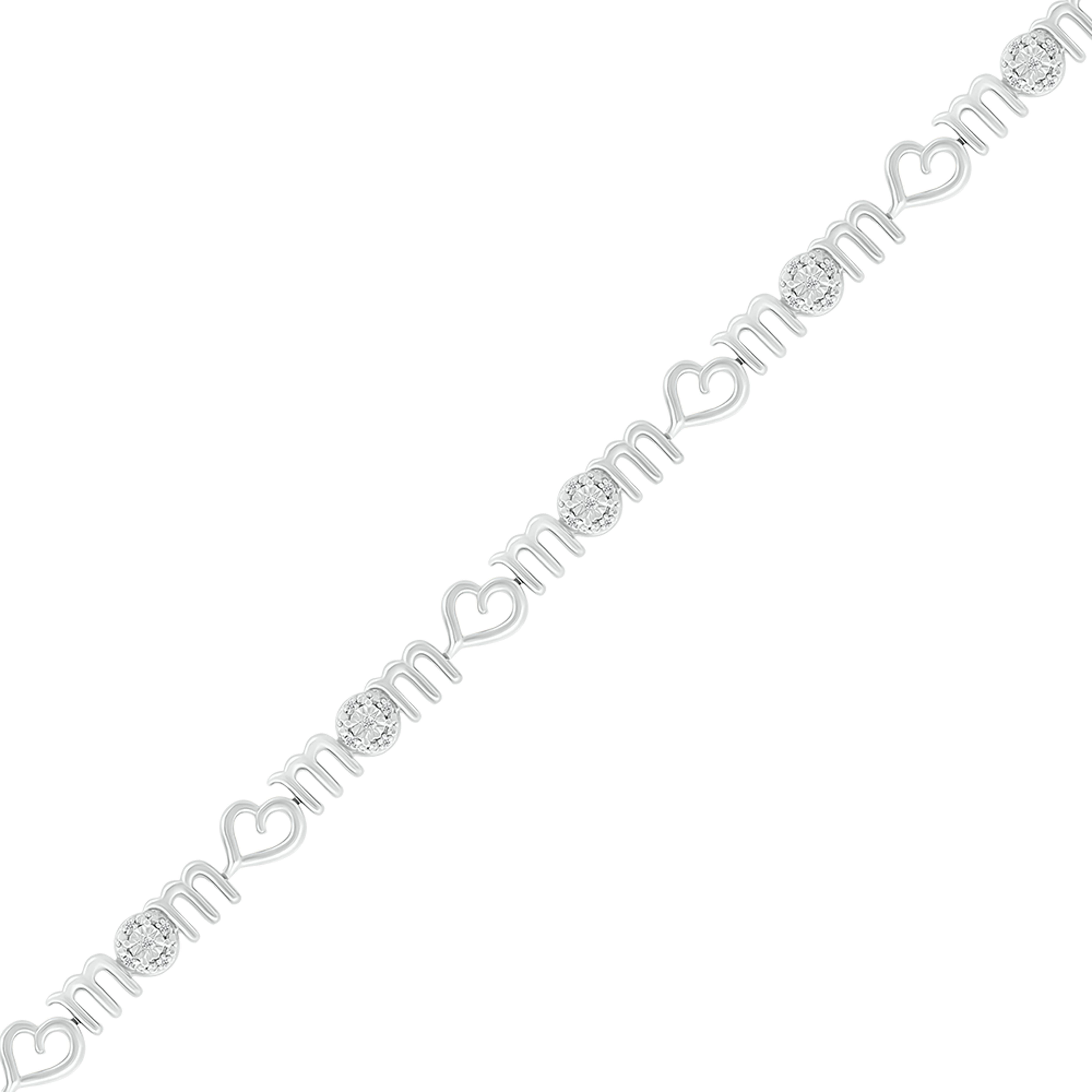 925 Sterling Silver 0.12 CTW Diamond Bracelet 7 Inch
